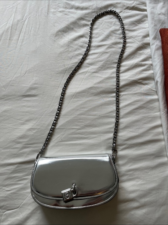 Michael Kors Handbags - Michael Kors Silver Metallic Chain Crossbody Bag